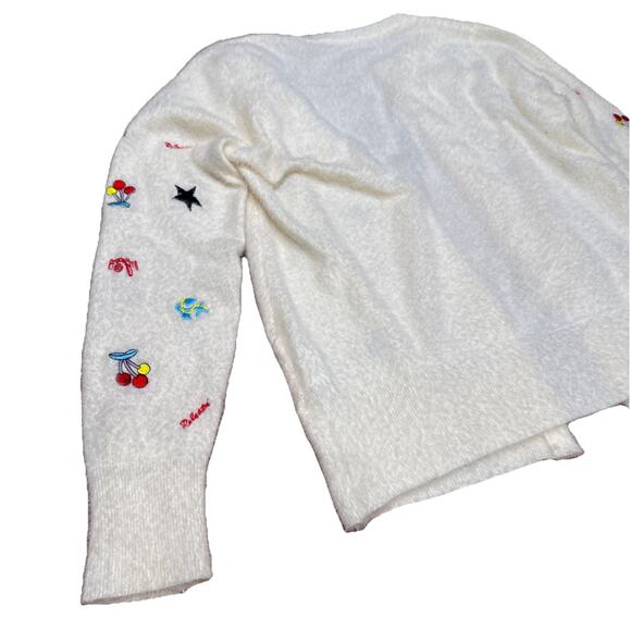 Cashmere&Wool White,Cardigan Sweater, Wmn SzS,embroidery,cottageCore Fuzzy Grany - Picture 8 of 16